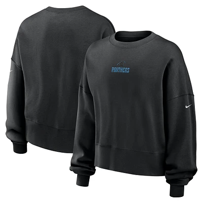 Sweat-shirt surdimensionné Nike noir Carolina Panthers Rewind pour femme