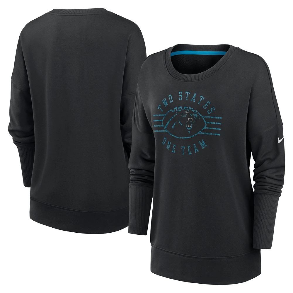 Women's Nike Black Carolina Panthers Rewind Playback Icon Performance Pullover Sweatshirt