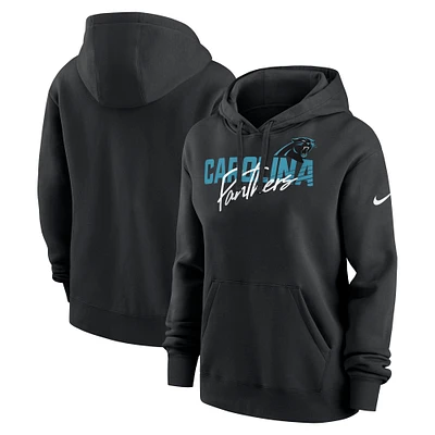 Women's Nike Black Carolina Panthers Wordmark Club Fleece Pullover Hoodie