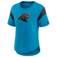 Haut tendance avec logo principal des Carolina Panthers Nike bleu pour femme