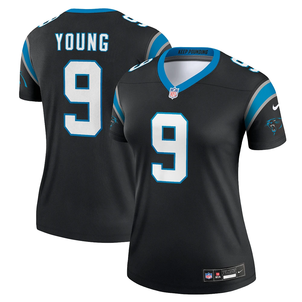 Haut de performance Nike Bryce Young pour femme, noir, joueur légendaire des Carolina Panthers