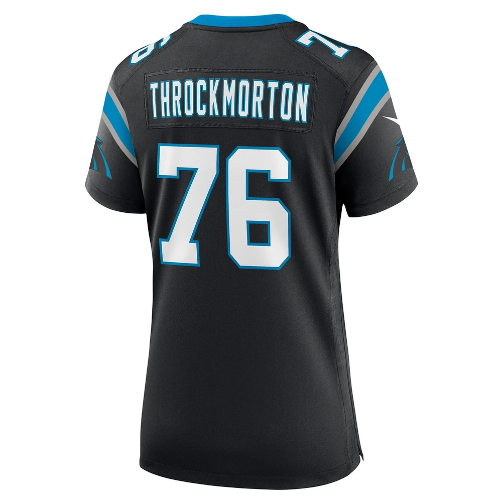 Maillot de match l'équipe Nike Calvin Throckmorton pour femmes, noir, Carolina Panthers