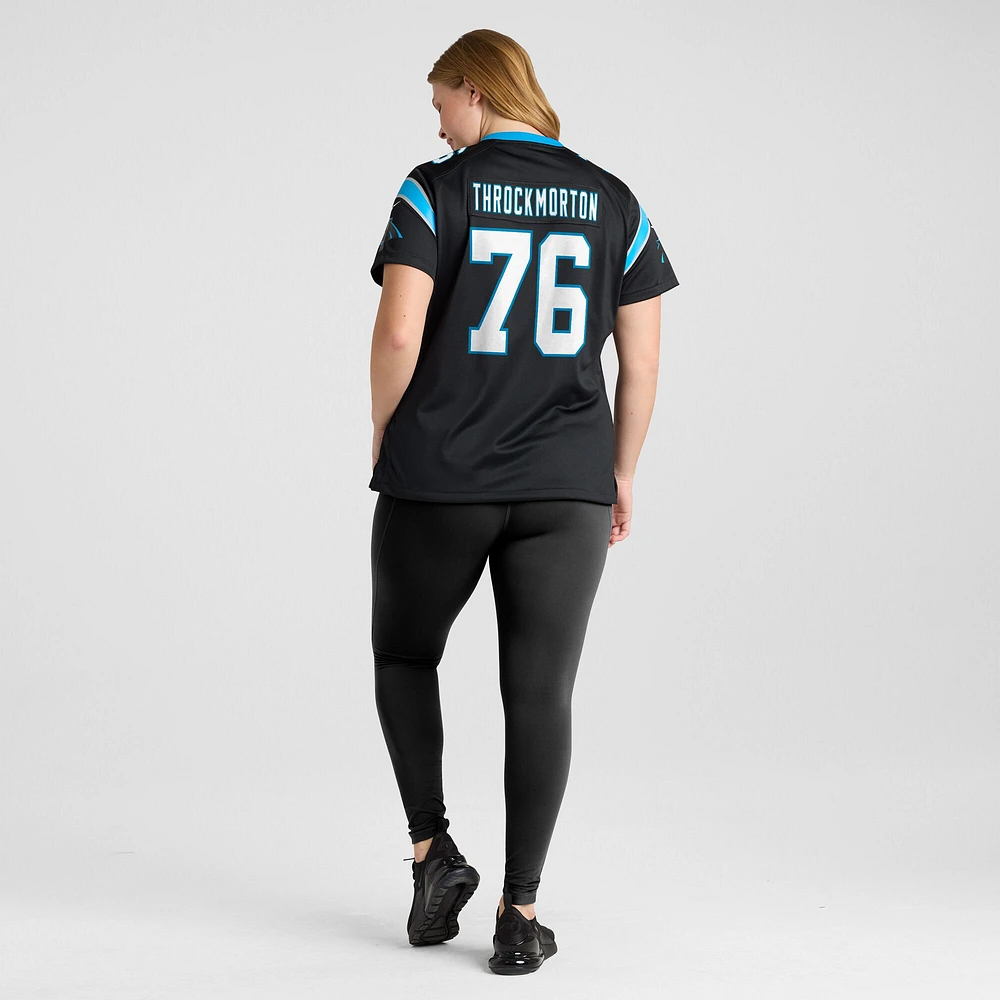 Maillot de match l'équipe Nike Calvin Throckmorton pour femmes, noir, Carolina Panthers