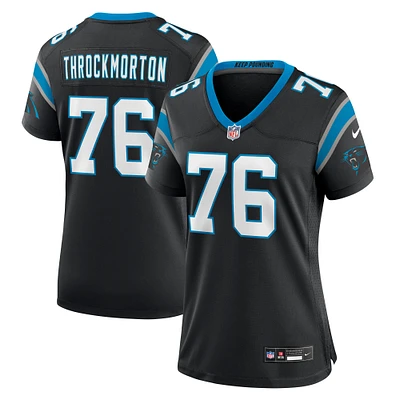 Maillot de match l'équipe Nike Calvin Throckmorton pour femmes, noir, Carolina Panthers