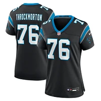 Maillot de match l'équipe Nike Calvin Throckmorton pour femmes, noir, Carolina Panthers