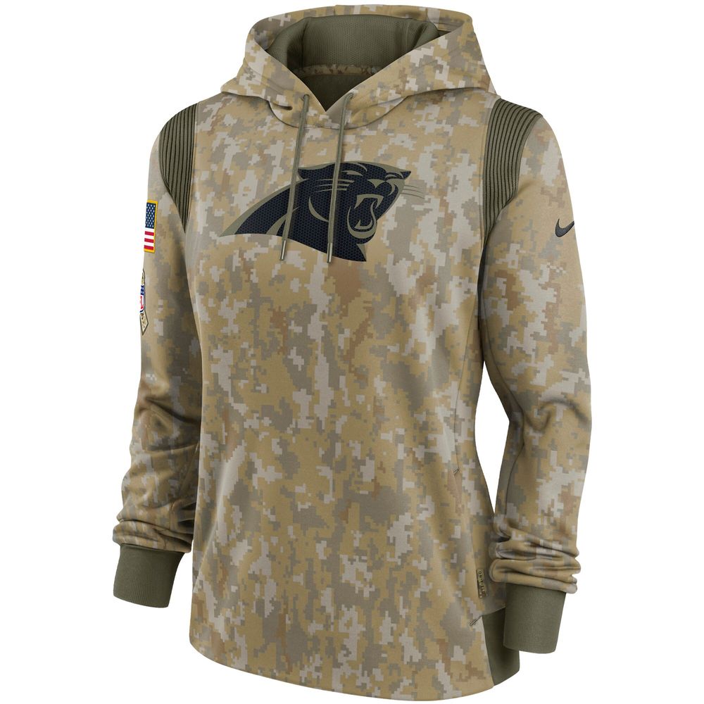 Women's Nike Camo Carolina Panthers 2021 Salute To Service - Therma Performance Pullover Hoodie