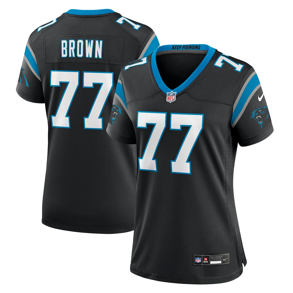 Maillot de match l'équipe Nike Deonte Brown Black Carolina Panthers pour femme