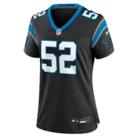 Maillot de match Nike DJ Johnson noir Carolina Panthers pour femme