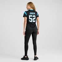 Maillot de match Nike DJ Johnson noir Carolina Panthers pour femme