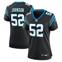 Maillot de match Nike DJ Johnson noir Carolina Panthers pour femme