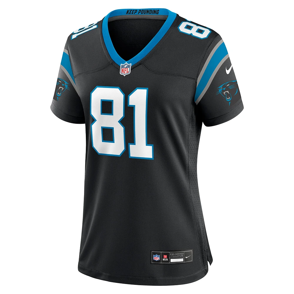 Maillot de joueur des Panthers la Caroline noirs Hayden Hurst Nike pour femme