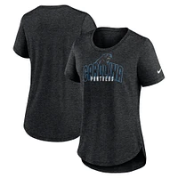 T-shirt à trois mélanges tendance Nike Heather Black Carolina Panthers pour femmes