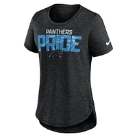 T-shirt à trois mélanges mode locale des Panthers de la Caroline chinés Nike pour femme, noir