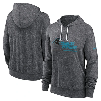 Women's Nike Heather Charcoal Carolina Panthers Team Spirit Gym Vintage Lightweight Hoodie Top