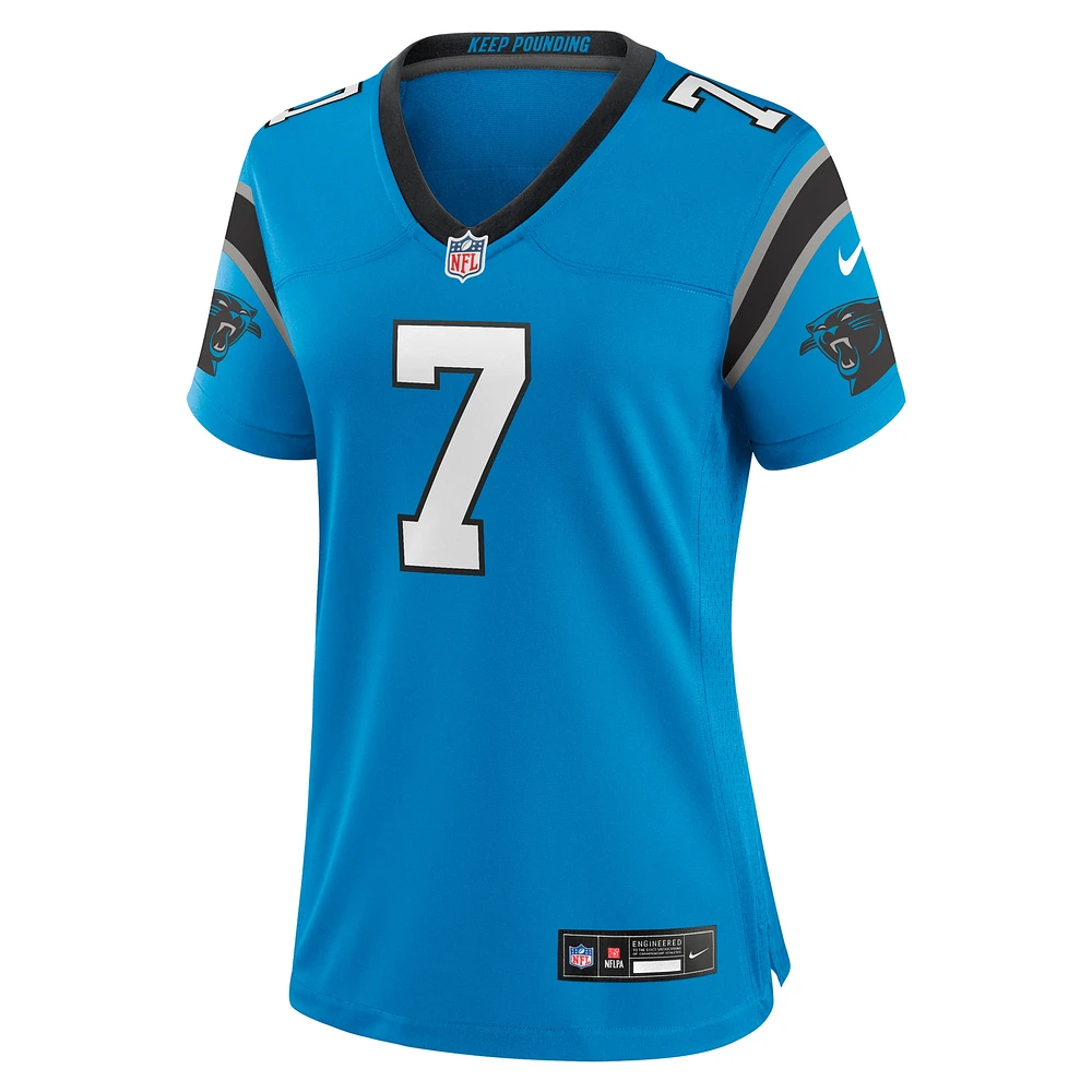 Maillot de match alternatif Nike Jadeveon Clowney pour femme des Panthers la Caroline, bleu