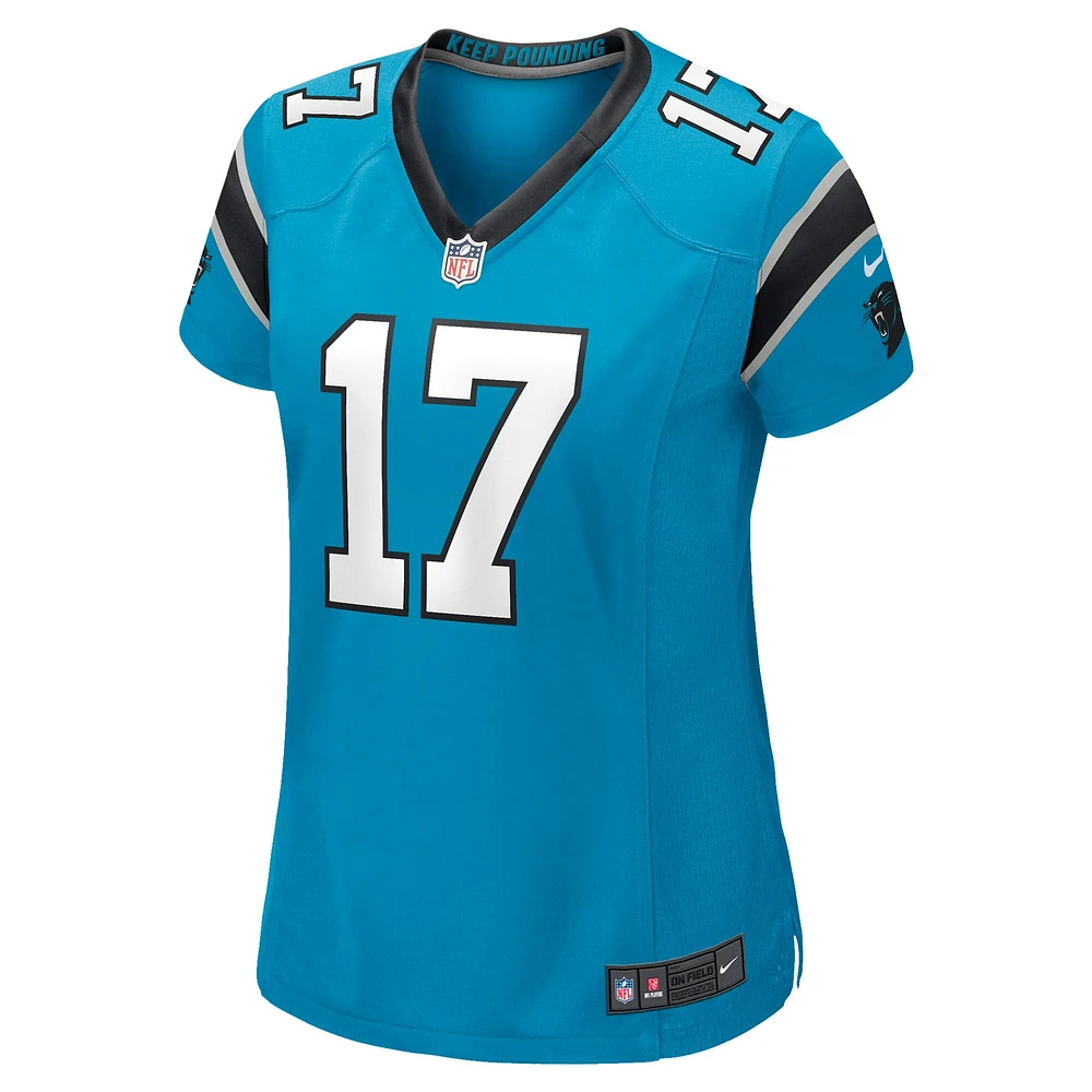 Maillot de joueur retraité Nike Jake Delhomme des Carolina Panthers pour femme, bleu