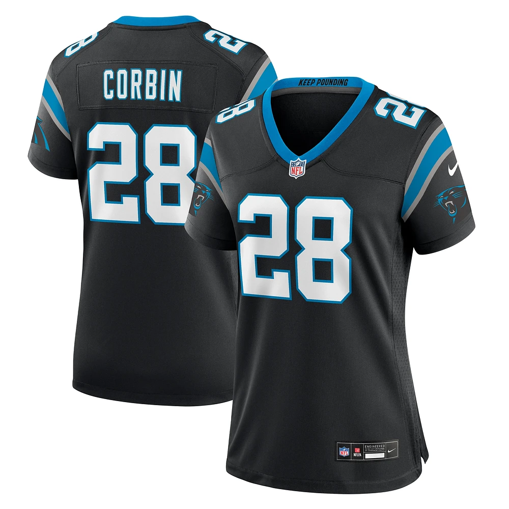 Maillot de match l'équipe Nike Jashaun Corbin pour femme, noir, Carolina Panthers