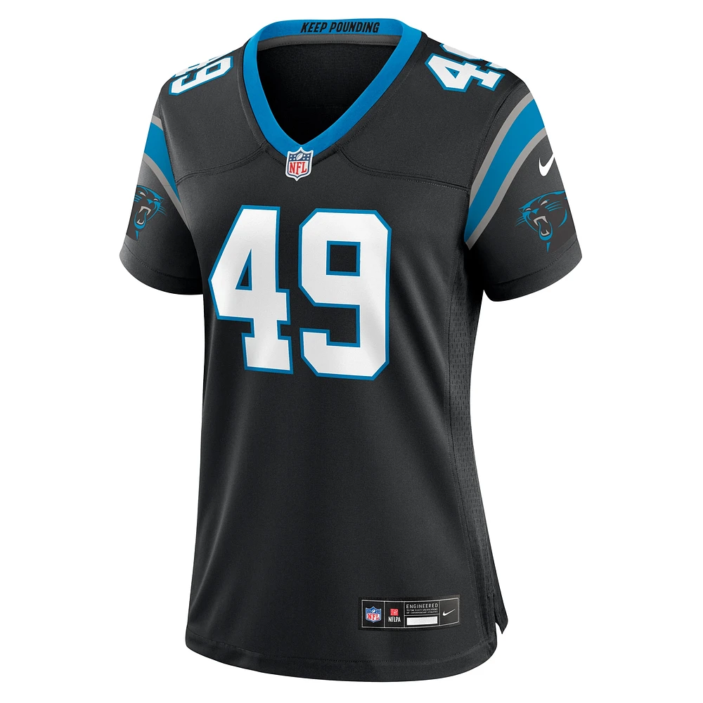 Maillot de match Nike Jon Rhattigan noir Carolina Panthers pour femme