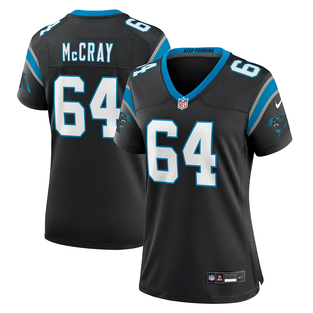 Maillot de match d'équipe Nike Justin McCray Black Carolina Panthers pour femme