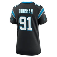 Maillot de match l'équipe Nike Nick Thurman des Panthers la Caroline noirs pour femmes