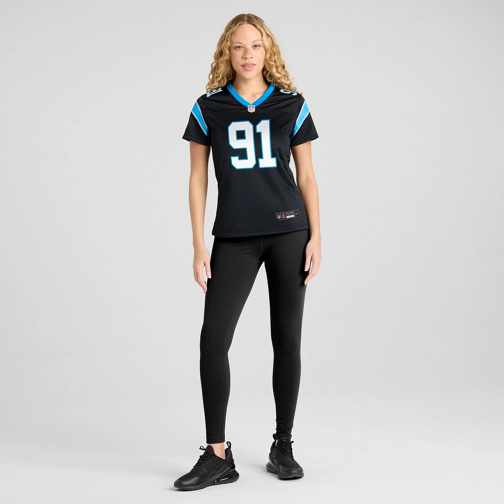 Maillot de match l'équipe Nike Nick Thurman des Panthers la Caroline noirs pour femmes