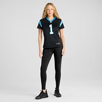 Maillot de match Nike numéro 1 Mom noir des Panthers la Caroline pour femme