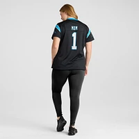 Maillot de match Nike numéro 1 Mom noir des Panthers la Caroline pour femme