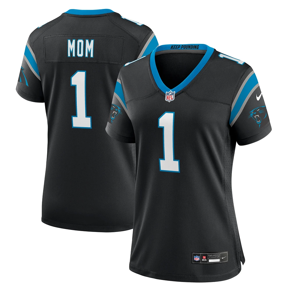 Maillot de match Nike numéro 1 Mom noir des Panthers la Caroline pour femme