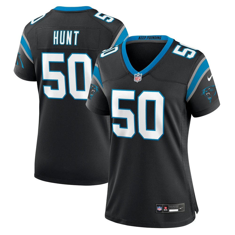 Maillot de match Nike Robert Hunt noir Carolina Panthers pour femme