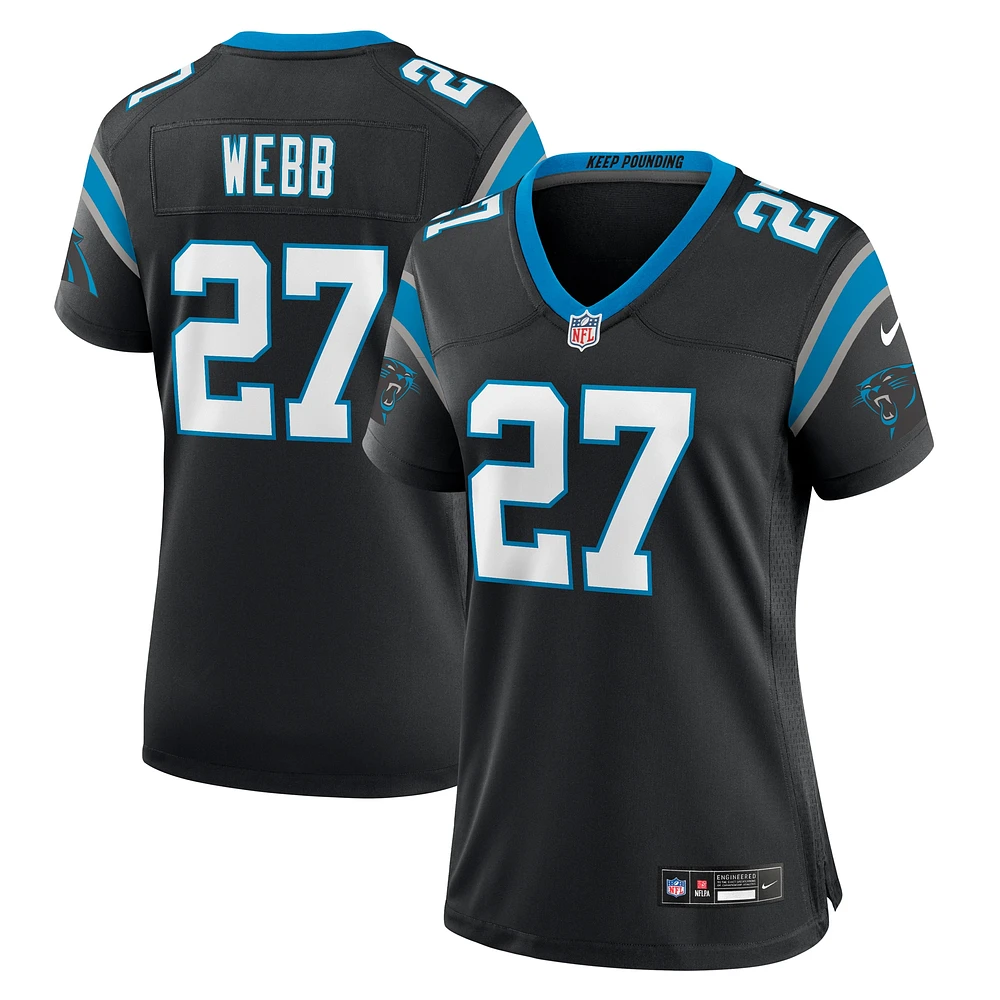 Maillot de match l'équipe Nike Sam Webb pour femmes, noir, Carolina Panthers