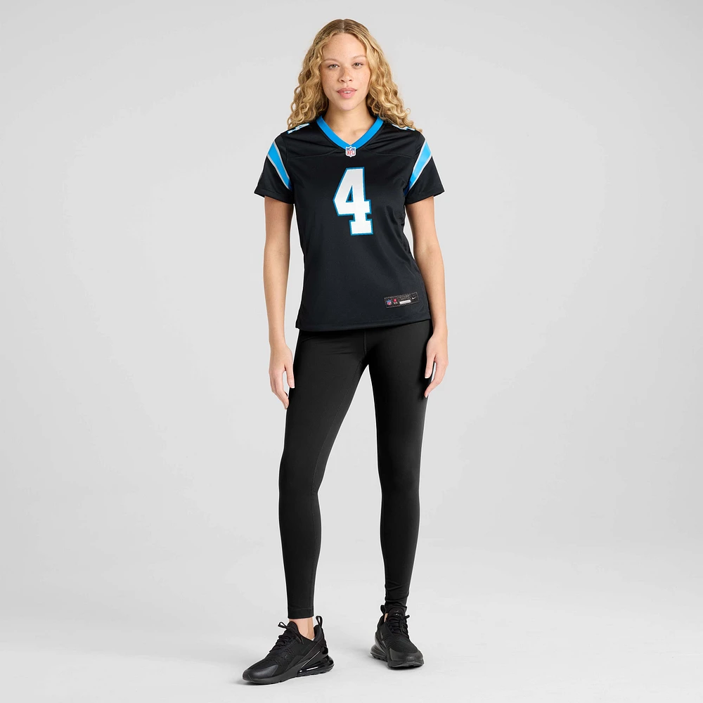 Maillot Nike Tetairoa McMillan noir pour femme, équipe des Carolina Panthers