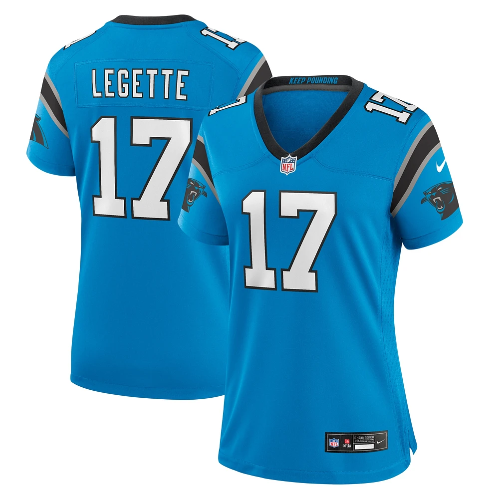 Maillot de jeu alternatif Nike Xavier Legette pour femme des Panthers la Caroline, bleu