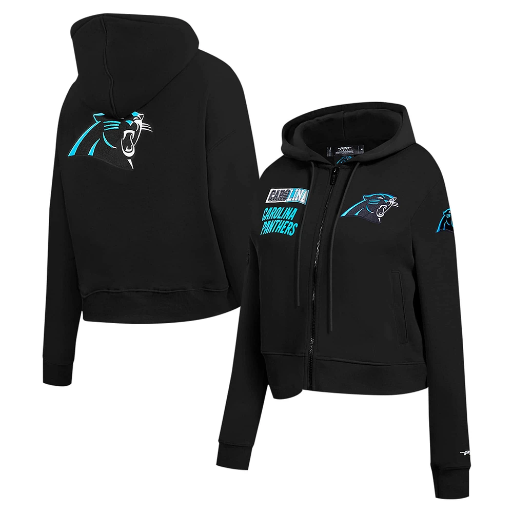 Women's Pro Standard Black Carolina Panthers Split Logo Full-Zip Hoodie