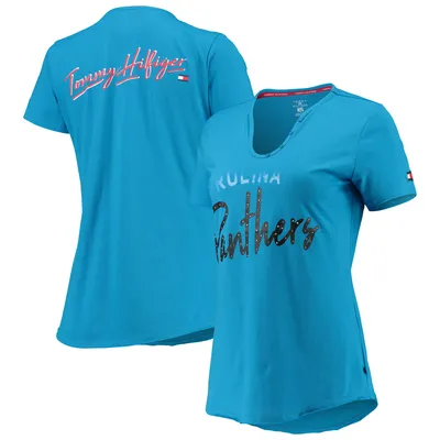 Women's New Era Blue Carolina Panthers Crop Long Sleeve T-Shirt