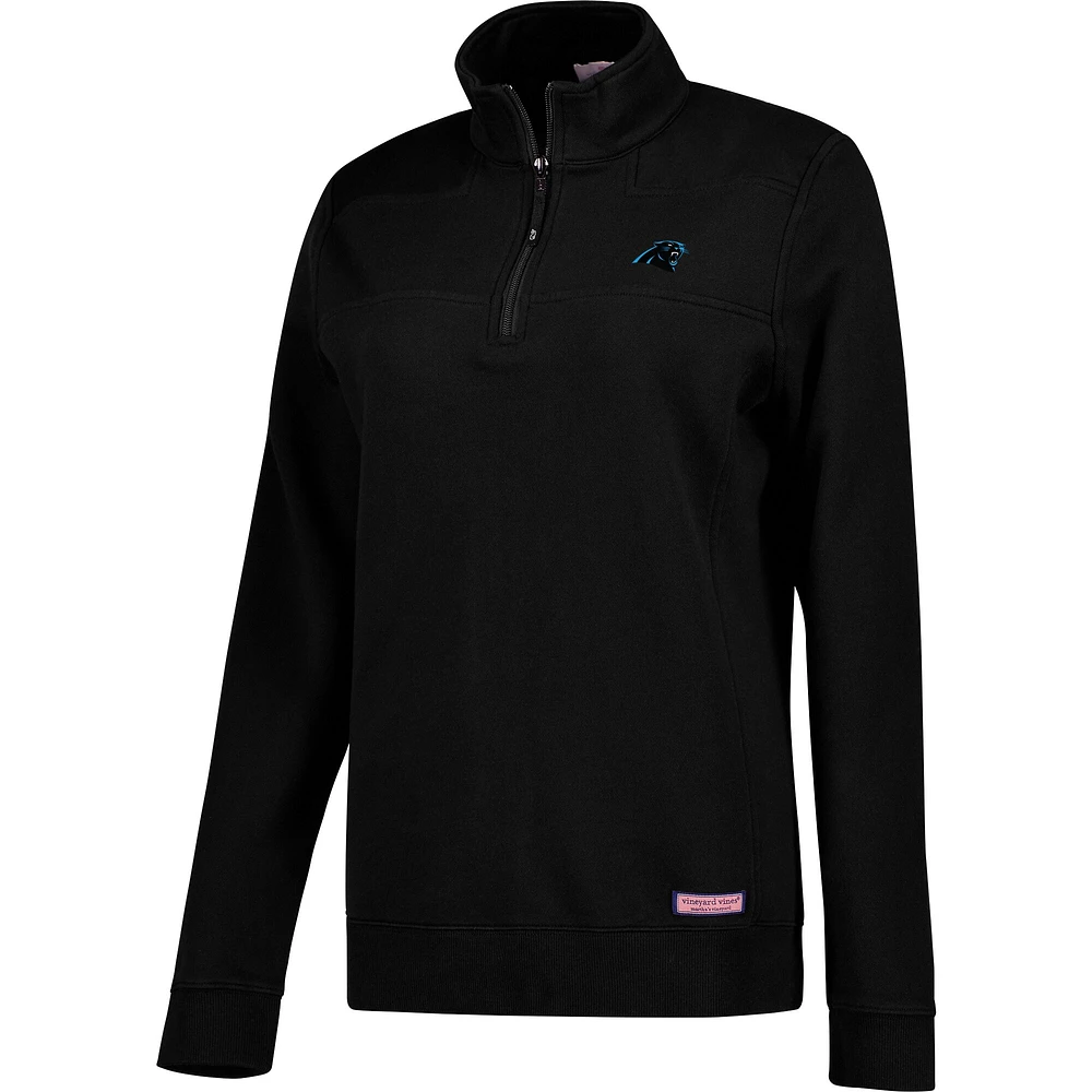 Sweat-shirt à capuche zippé quart de tour pour femme Vineyard Vines Black Carolina Panthers Team Shep Shirt