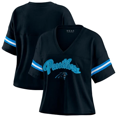 T-shirt boxy color block noir/blanc grande taille pour femme WEAR by Erin Andrews Carolina Panthers