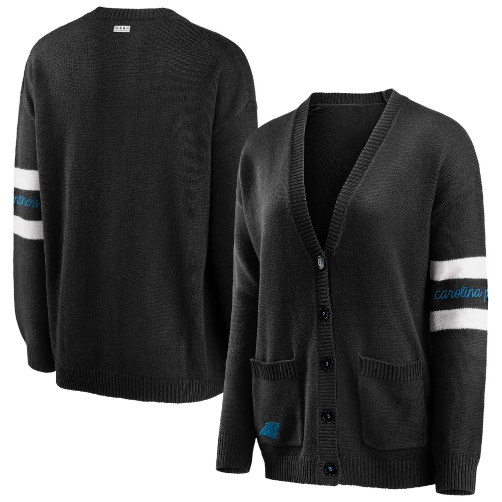 Lids Carolina Panthers WEAR By Erin Andrews Women's Button-Up Knit Cardigan  - Black