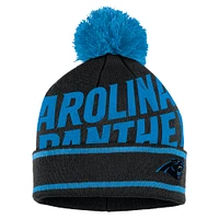 Women's WEAR by Erin Andrews  Black Carolina Panthers Double Jacquard Cuffed Knit Hat with Pom and Gloves Set