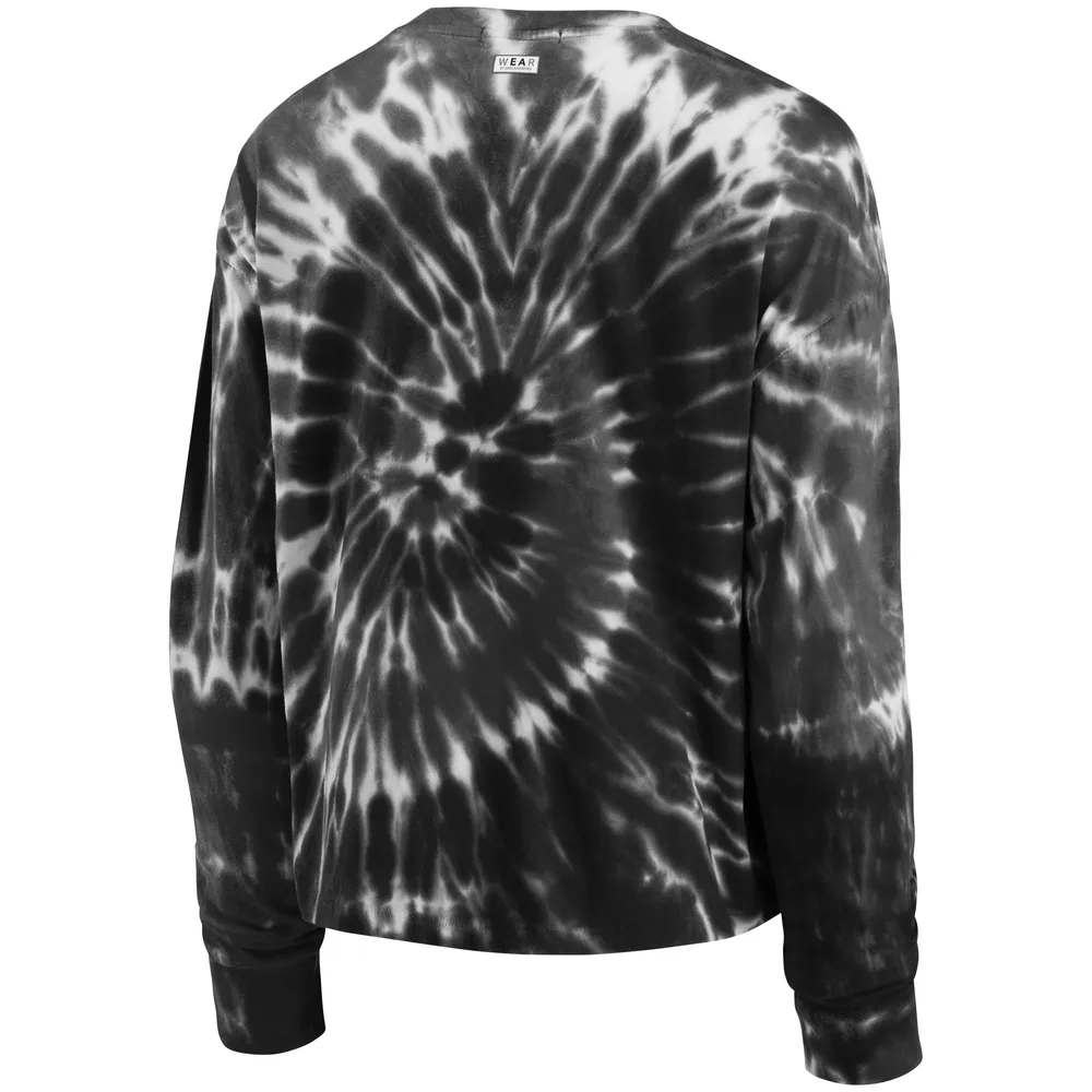 WEAR by Erin Andrews Women's WEAR By Erin Andrews Black Carolina Panthers  Tie-Dye Long Sleeve T-Shirt