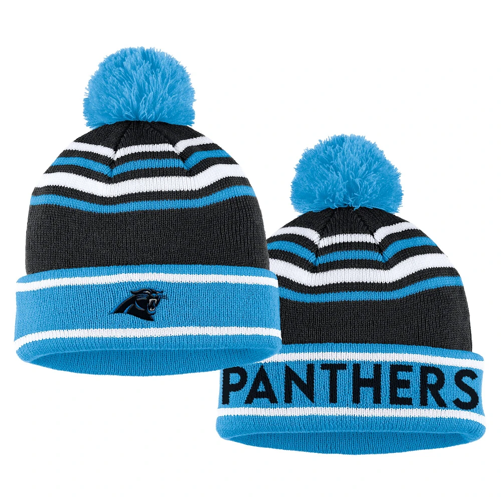 Ensemble bonnet à revers colorblock bleu Carolina Panthers avec pompon et écharpe pour femme WEAR by Erin Andrews