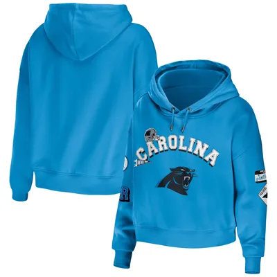 Carolina Panthers WEAR by Erin Andrews Women's Modest Cropped Pullover Hoodie - Blue