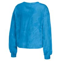 Women's WEAR by Erin Andrews Blue Carolina Panthers Tie-Dye Cropped Pullover Sweatshirt & Shorts Lounge Set