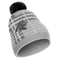 Women's WEAR by Erin Andrews Carolina Panthers Plaid Knit Hat with Pom & Scarf Set