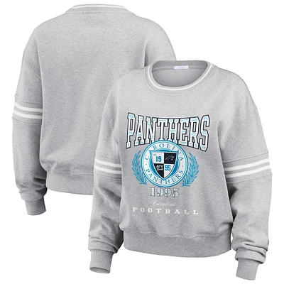 Sweat-shirt court gris chiné Carolina Panthers pour femme WEAR by Erin Andrews