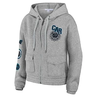 Women's WEAR by Erin Andrews Heather Gray Carolina Panthers Full-Zip Hoodie