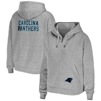 Sweat à capuche entièrement zippé WEAR by Erin Andrews Heathered Grey Carolina Panthers pour femme