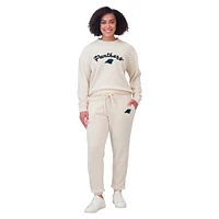 Women's WEAR by Erin Andrews  Oatmeal Carolina Panthers Rib-Knit Long Sleeve T-Shirt & Pants Lounge Set