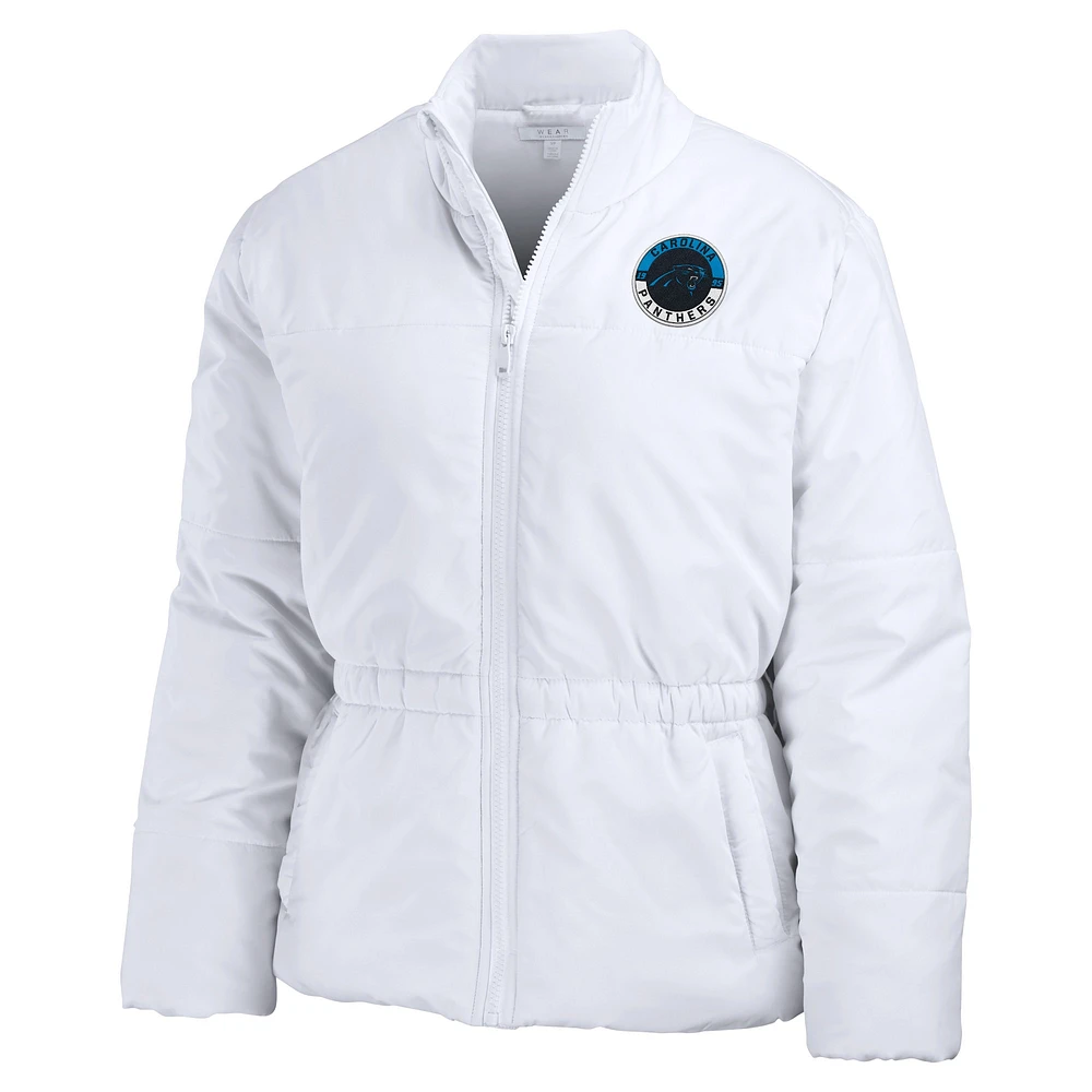 Women's WEAR by Erin Andrews  White Carolina Panthers Packaway Full-Zip Puffer Jacket