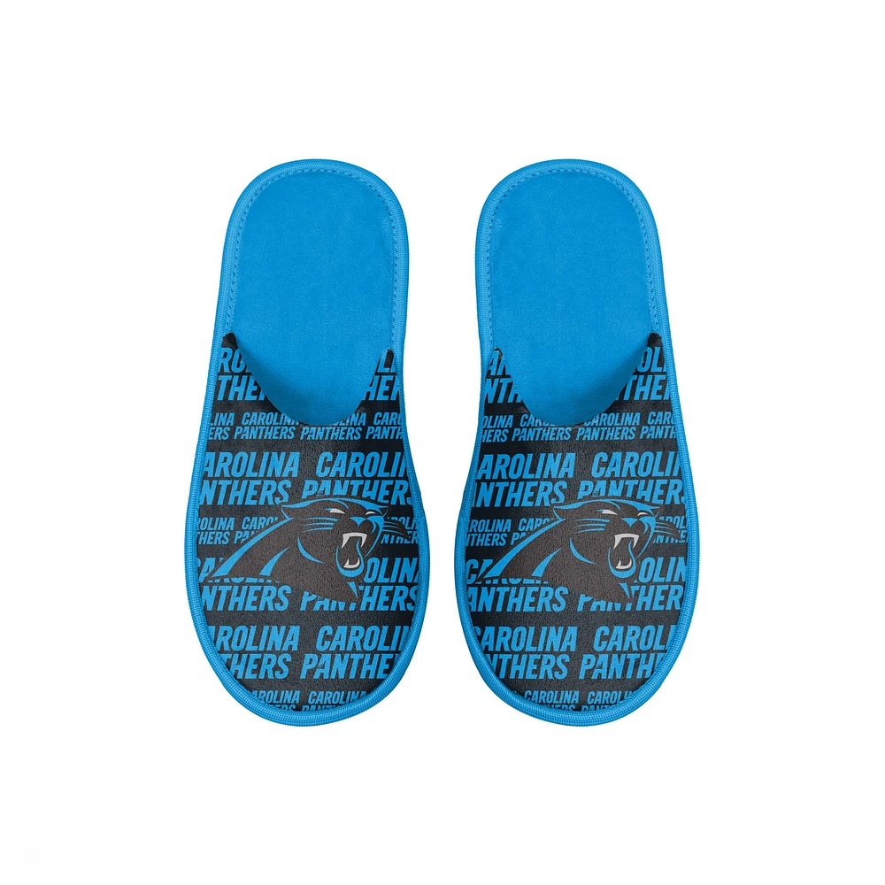 Youth FOCO Carolina Panthers Scuff Wordmark Slide Slippers