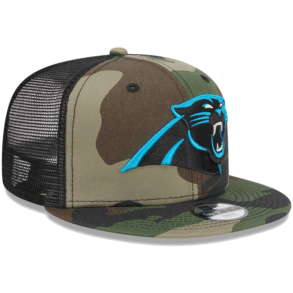 Casquette New Era Camo Carolina Panthers Main Trucker 9FIFTY Snapback pour jeune